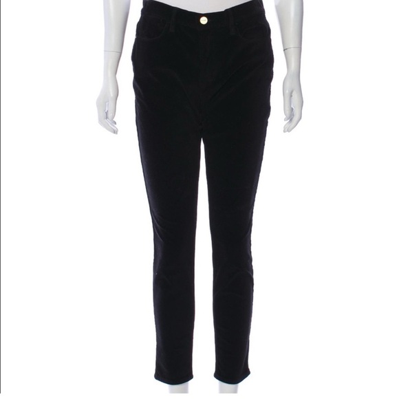 FRAME Pants - FRAME Le Skinny de Jeanne Velvet Pants Black High Rise Skinny Size 29